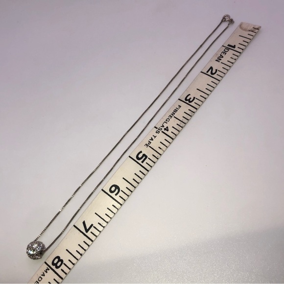 VTG Sterling Silver & Cz Crystal Sparkle Ball Affixed Pendant 16” - Picture 6 of 8